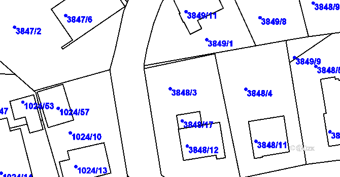 Parcela st. 3848/3 v KÚ Příbram, Katastrální mapa