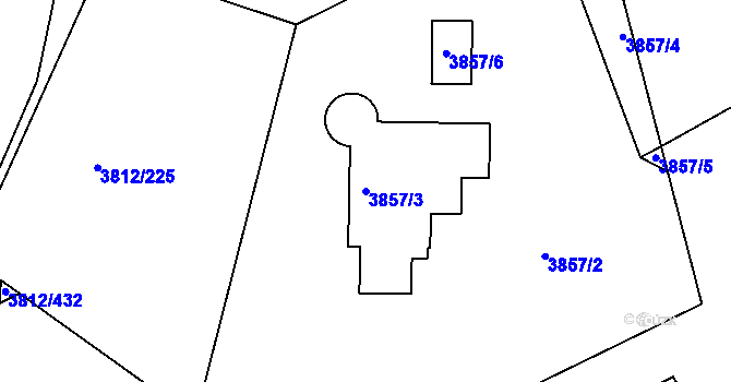 Parcela st. 3857/3 v KÚ Příbram, Katastrální mapa