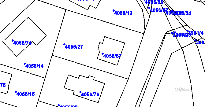 Parcela st. 4056/67 v KÚ Příbram, Katastrální mapa
