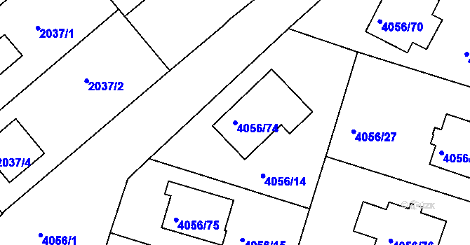 Parcela st. 4056/74 v KÚ Příbram, Katastrální mapa