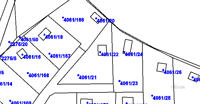 Parcela st. 4061/22 v KÚ Příbram, Katastrální mapa