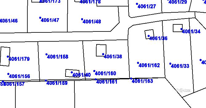 Parcela st. 4061/38 v KÚ Příbram, Katastrální mapa