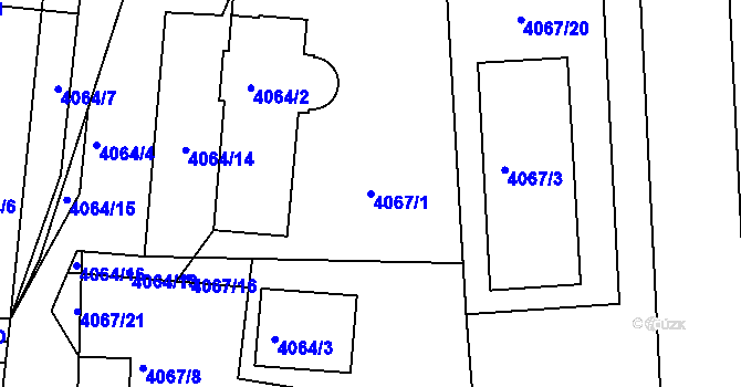 Parcela st. 4067/1 v KÚ Příbram, Katastrální mapa