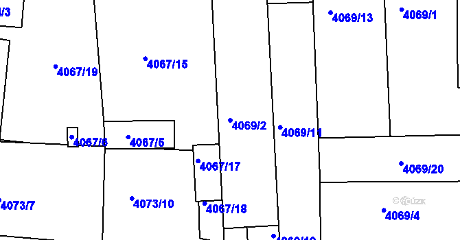 Parcela st. 4069/2 v KÚ Příbram, Katastrální mapa