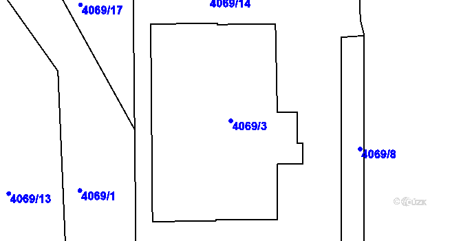 Parcela st. 4069/3 v KÚ Příbram, Katastrální mapa