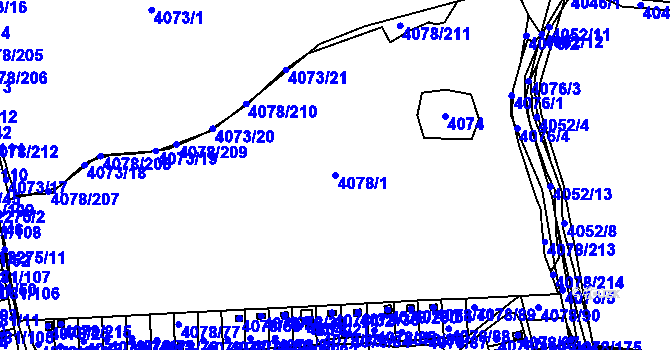 Parcela st. 4078/1 v KÚ Příbram, Katastrální mapa