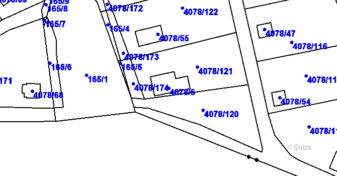 Parcela st. 4078/6 v KÚ Příbram, Katastrální mapa
