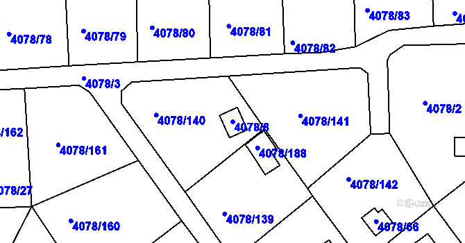 Parcela st. 4078/8 v KÚ Příbram, Katastrální mapa