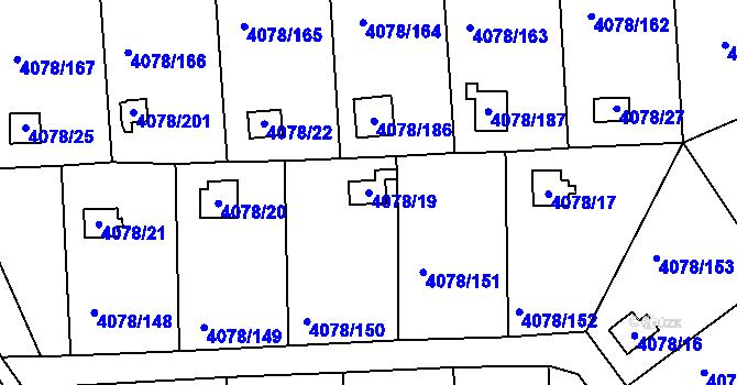 Parcela st. 4078/19 v KÚ Příbram, Katastrální mapa