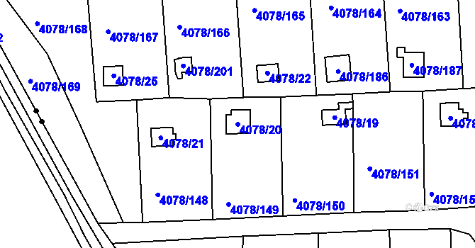 Parcela st. 4078/20 v KÚ Příbram, Katastrální mapa