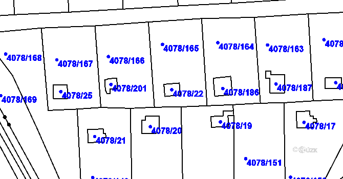 Parcela st. 4078/22 v KÚ Příbram, Katastrální mapa
