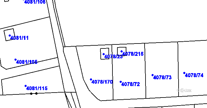 Parcela st. 4078/23 v KÚ Příbram, Katastrální mapa