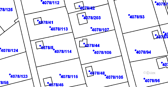 Parcela st. 4078/44 v KÚ Příbram, Katastrální mapa