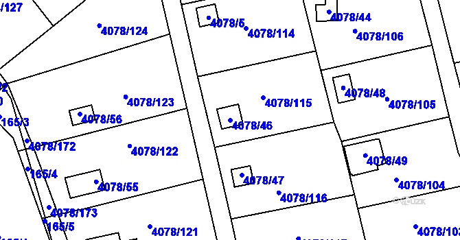 Parcela st. 4078/46 v KÚ Příbram, Katastrální mapa