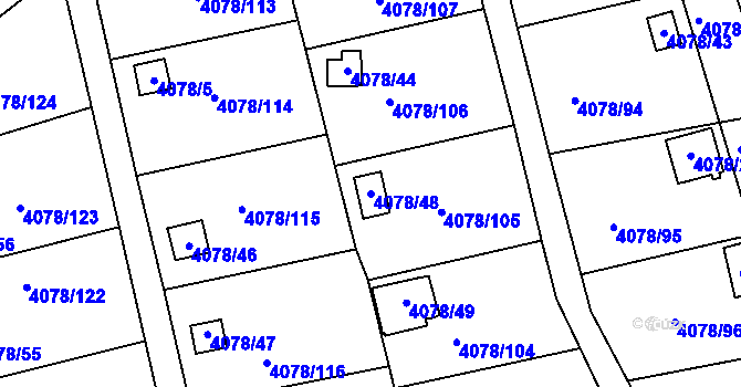 Parcela st. 4078/48 v KÚ Příbram, Katastrální mapa
