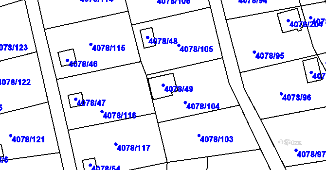 Parcela st. 4078/49 v KÚ Příbram, Katastrální mapa