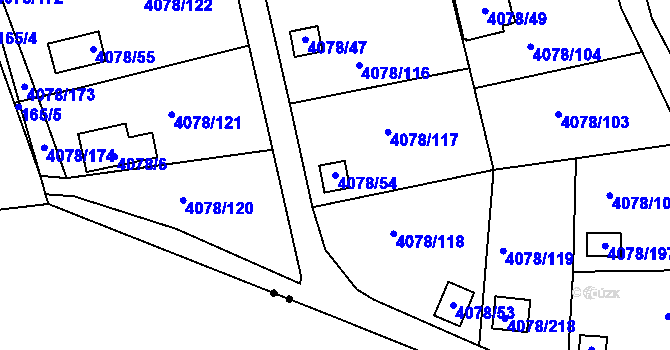 Parcela st. 4078/54 v KÚ Příbram, Katastrální mapa
