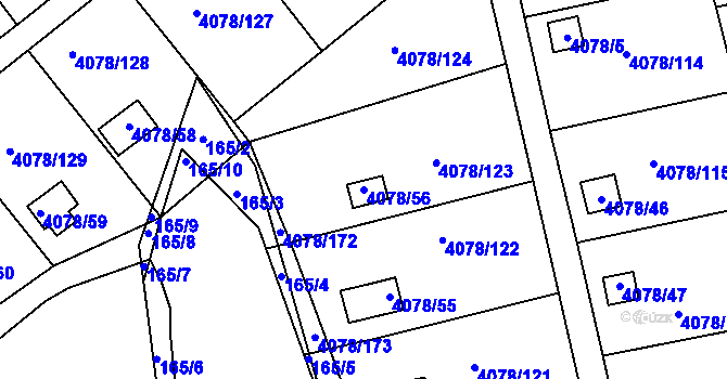 Parcela st. 4078/56 v KÚ Příbram, Katastrální mapa