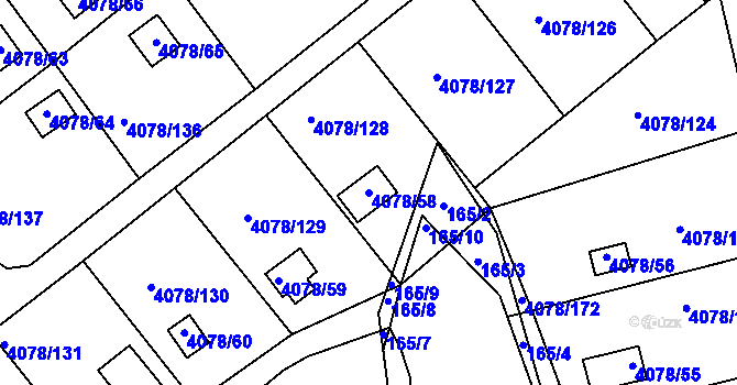 Parcela st. 4078/58 v KÚ Příbram, Katastrální mapa
