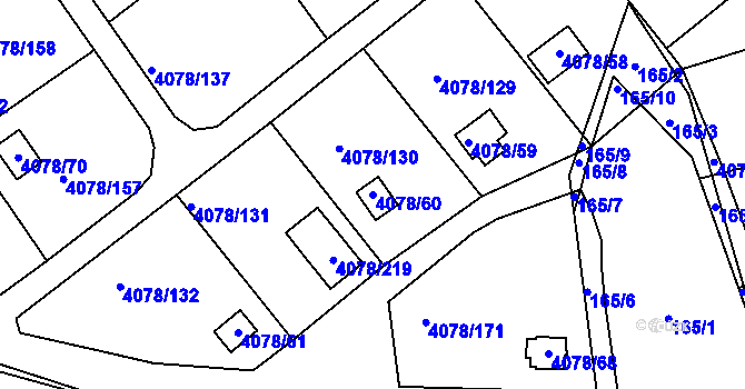 Parcela st. 4078/60 v KÚ Příbram, Katastrální mapa