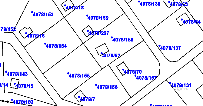 Parcela st. 4078/62 v KÚ Příbram, Katastrální mapa