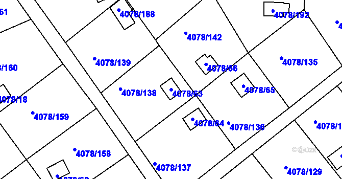 Parcela st. 4078/63 v KÚ Příbram, Katastrální mapa
