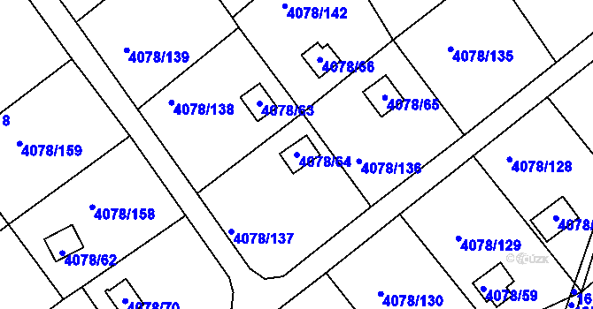 Parcela st. 4078/64 v KÚ Příbram, Katastrální mapa