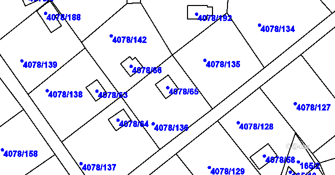 Parcela st. 4078/65 v KÚ Příbram, Katastrální mapa