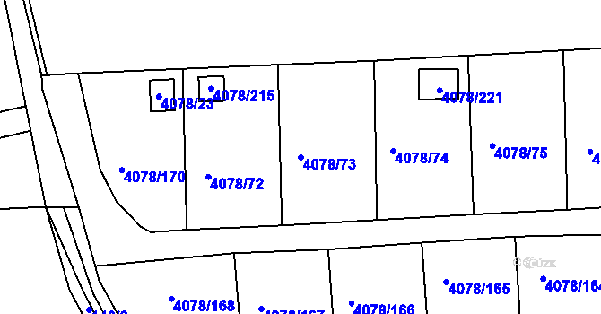 Parcela st. 4078/73 v KÚ Příbram, Katastrální mapa
