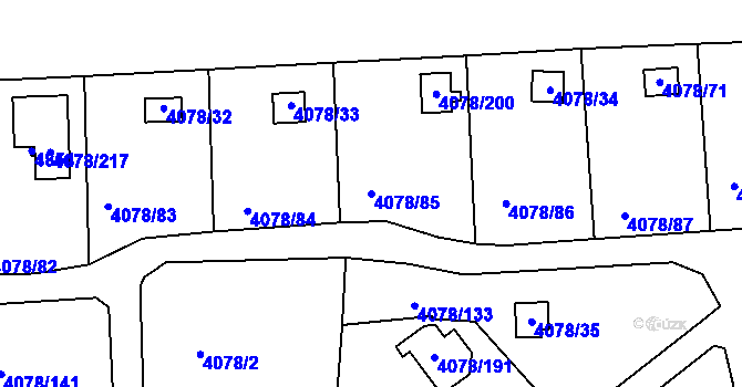 Parcela st. 4078/85 v KÚ Příbram, Katastrální mapa