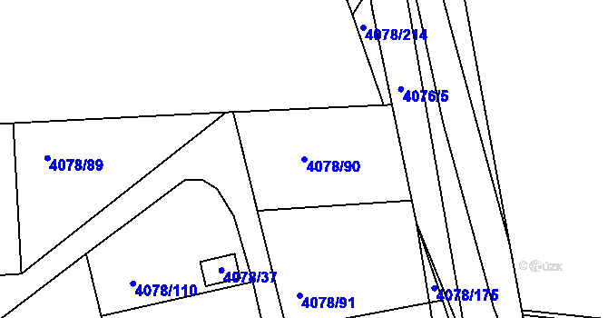 Parcela st. 4078/90 v KÚ Příbram, Katastrální mapa