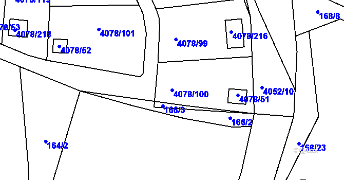 Parcela st. 4078/100 v KÚ Příbram, Katastrální mapa