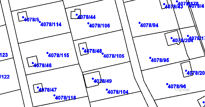 Parcela st. 4078/105 v KÚ Příbram, Katastrální mapa