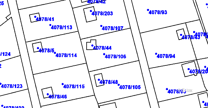 Parcela st. 4078/106 v KÚ Příbram, Katastrální mapa