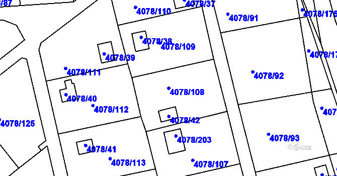 Parcela st. 4078/108 v KÚ Příbram, Katastrální mapa
