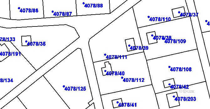 Parcela st. 4078/111 v KÚ Příbram, Katastrální mapa