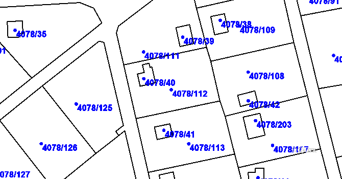 Parcela st. 4078/112 v KÚ Příbram, Katastrální mapa