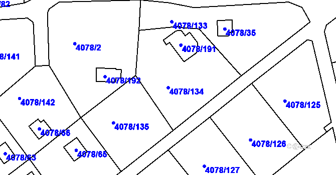 Parcela st. 4078/134 v KÚ Příbram, Katastrální mapa