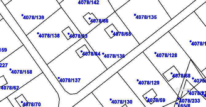 Parcela st. 4078/136 v KÚ Příbram, Katastrální mapa