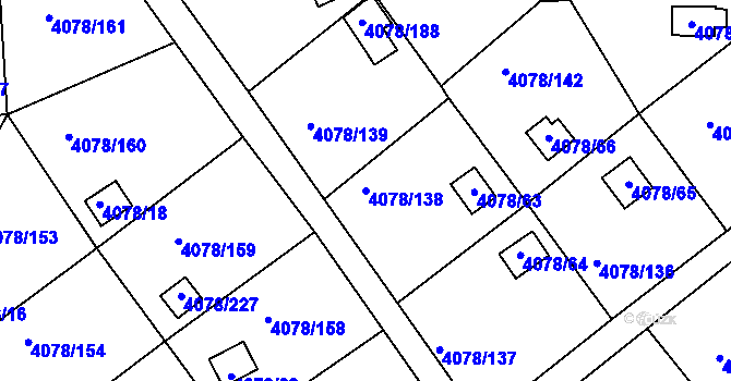 Parcela st. 4078/138 v KÚ Příbram, Katastrální mapa