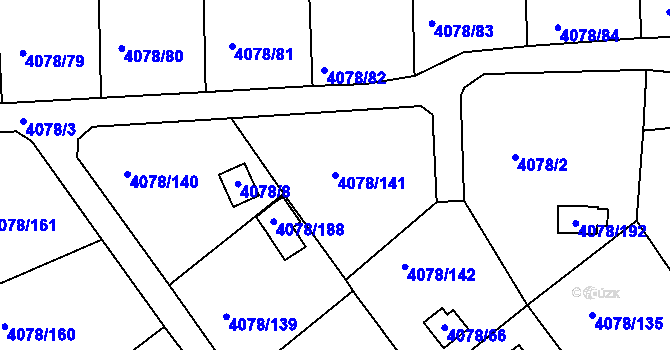 Parcela st. 4078/141 v KÚ Příbram, Katastrální mapa