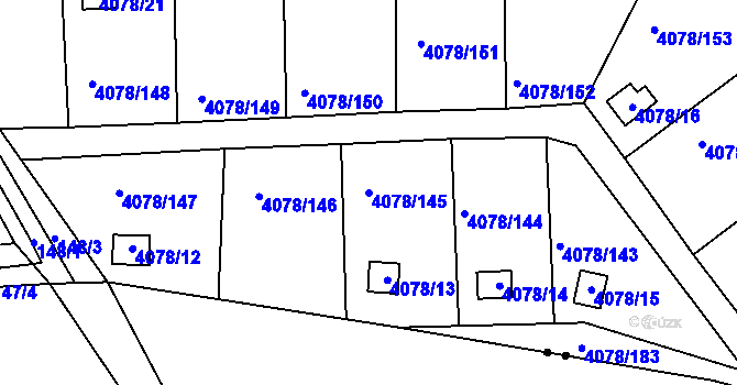 Parcela st. 4078/145 v KÚ Příbram, Katastrální mapa