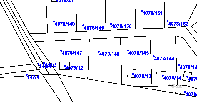 Parcela st. 4078/146 v KÚ Příbram, Katastrální mapa