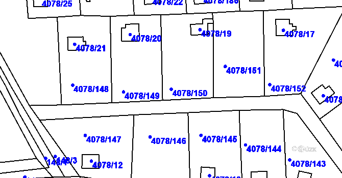 Parcela st. 4078/150 v KÚ Příbram, Katastrální mapa