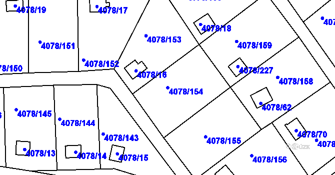 Parcela st. 4078/154 v KÚ Příbram, Katastrální mapa