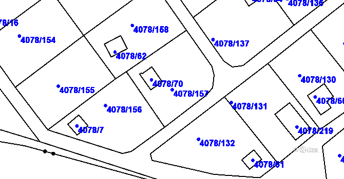 Parcela st. 4078/157 v KÚ Příbram, Katastrální mapa