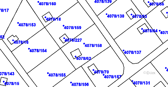 Parcela st. 4078/158 v KÚ Příbram, Katastrální mapa