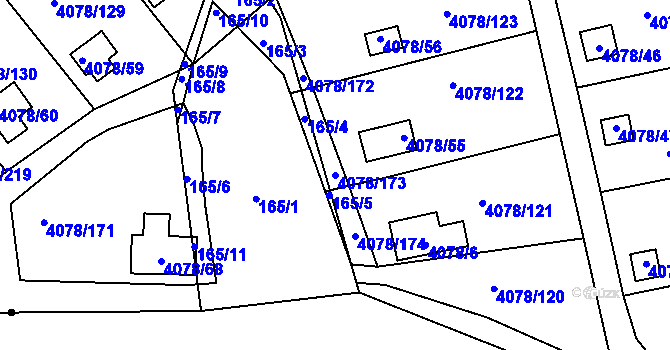 Parcela st. 4078/173 v KÚ Příbram, Katastrální mapa