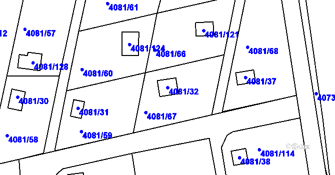 Parcela st. 4081/32 v KÚ Příbram, Katastrální mapa
