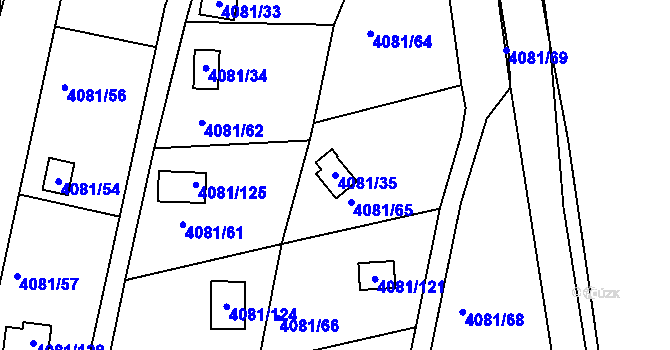 Parcela st. 4081/35 v KÚ Příbram, Katastrální mapa